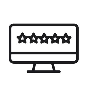 Outline Simple Five Star Rating System on Computer Screen Icon