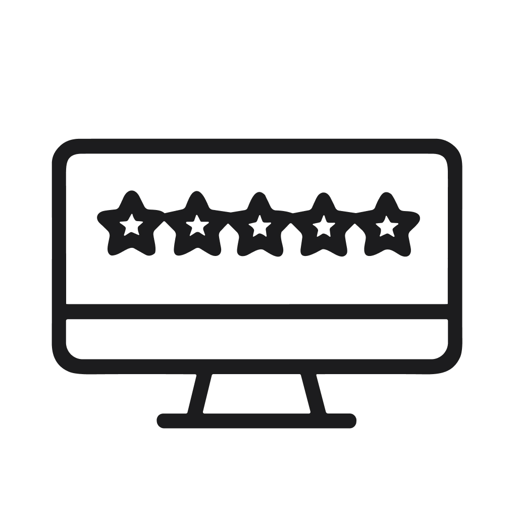 Outline Simple Five Star Rating System on Computer Screen Icon