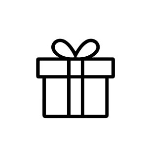 Outline Simple Present Box Minimalist Gift Icon with Ribbon Bow