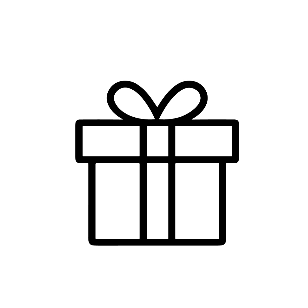 Outline Simple Present Box Minimalist Gift Icon with Ribbon Bow