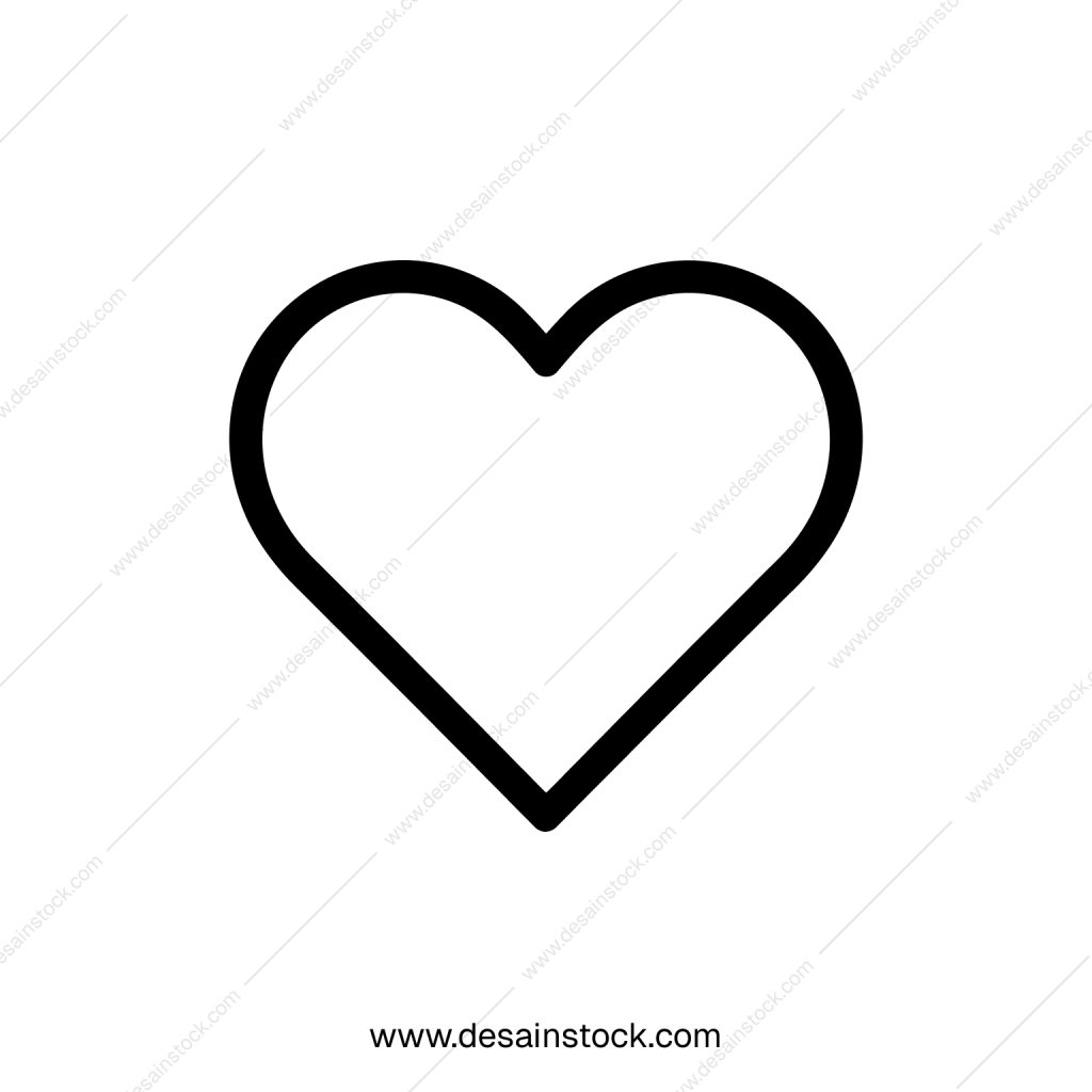 Simple Outline Heart Shape Isolated Symbol, Minimalist and Clean Design Graphic Element