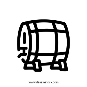 Handdrawn Doodle Style Wooden Barrel Cask Icon Element Symbol