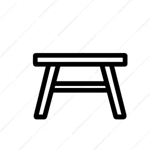 Minimalist Outline Wooden Stool Furniture Interior Decor Line Art Icon