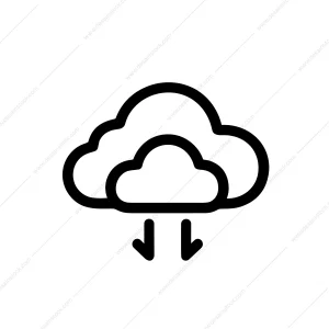 Outline Simple Style Cloud Download Arrow Minimalist Icon Illustration