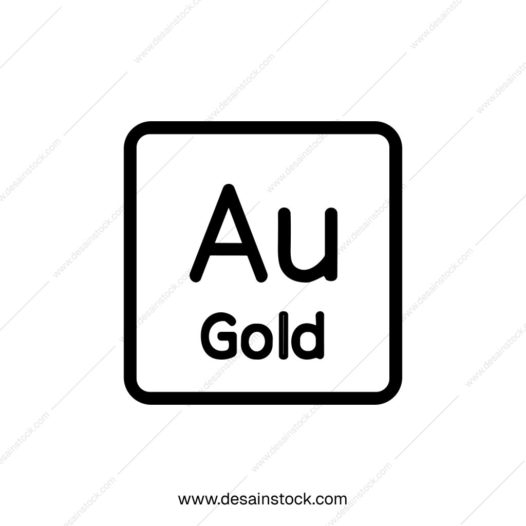 Simple Outline Style Gold Periodic Table Symbol Element Icon