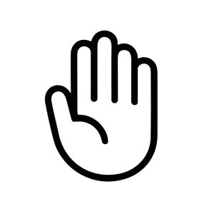 Simple Line Art Hand Gesture Stop Symbol Black and White Icon