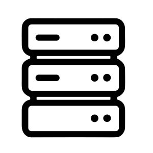 Minimalist Outline Stacked Server Hosting Data Storage Line Icon Symbol