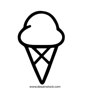 Simple Handdrawn Ice Cream Cone Sweet Treat Dessert Icon