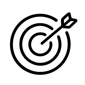 Thin Line Style Target and Arrow Achieving Goal Success Icon