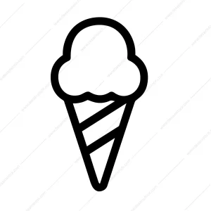 Simple Line Art Ice Cream Cone Dessert Sweet Treat Icon