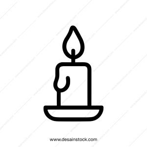 Simple Outline Style Candle Burning Flame Symbol Decoration Icon