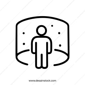 Minimalist Outline Person Inside Virtual Reality Room Technology Icon