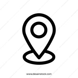 Simple Outline Location Pin Black and White Stroke Icon Sign