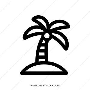 Modern Outline Palm Tree Silhouette Tropical Island Simple Line Icon