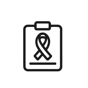 Simple Outline Clipboard with Cancer Awareness Ribbon Medical Report