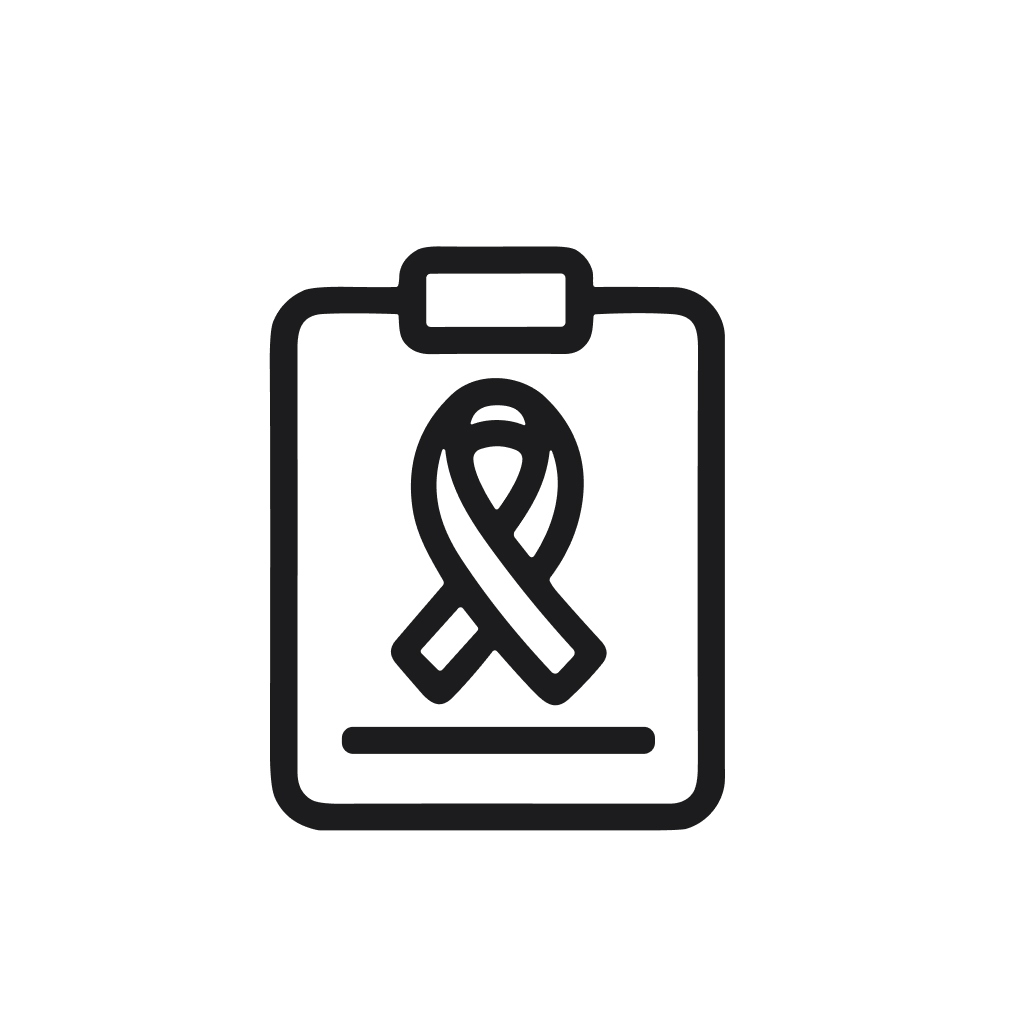 Simple Outline Clipboard with Cancer Awareness Ribbon Medical Report