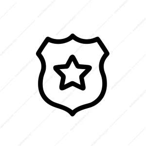 Outline Simple Star Sheriff Badge Shield Icon Element Illustration