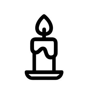 Simple Line Art Candle with Flame Burning Icon Illustration