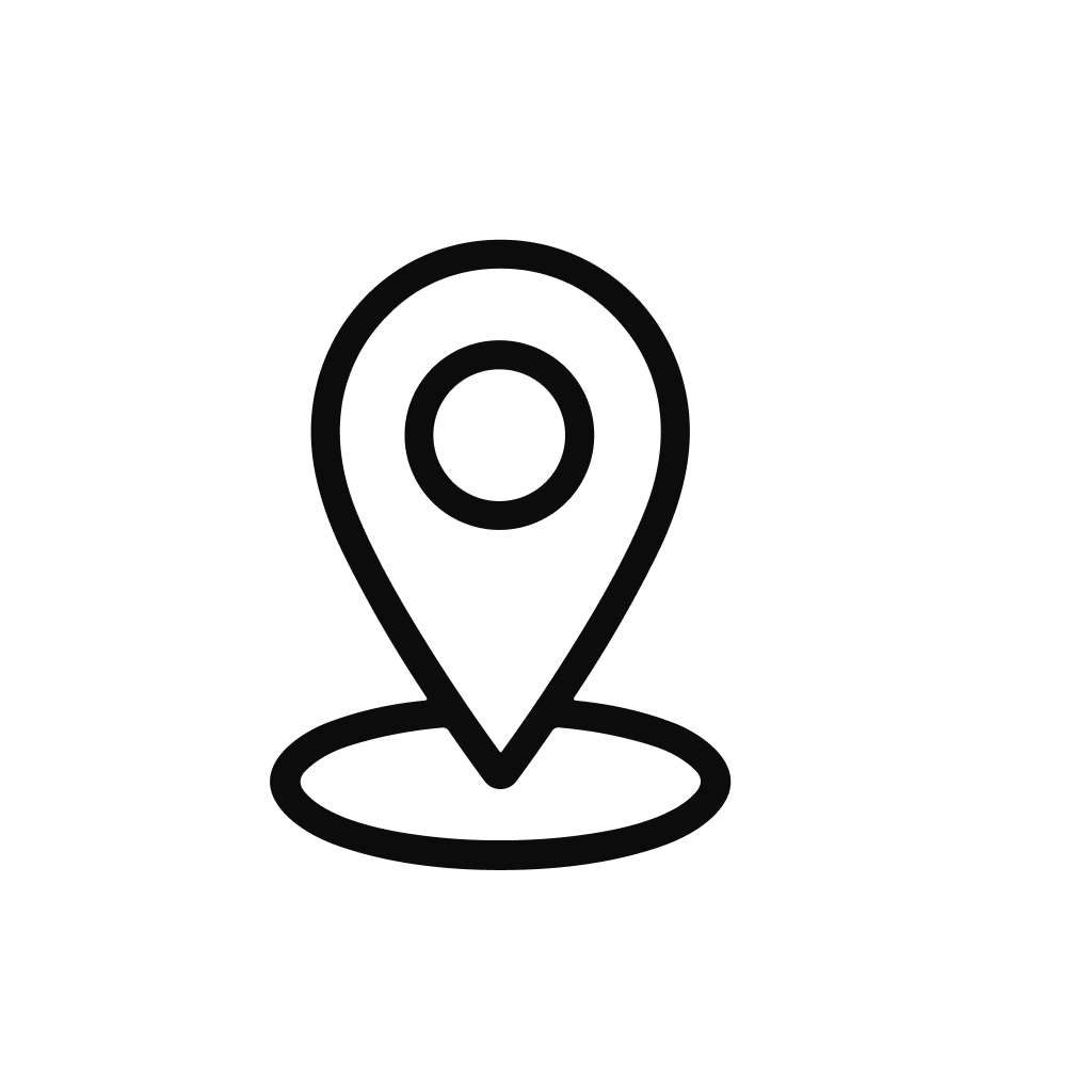 Simple Outline Location Pin Point Sign Icon, Modern Black and White Design