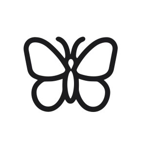 Simple Outline Black and White Butterfly Insect Wildlife Nature Icon
