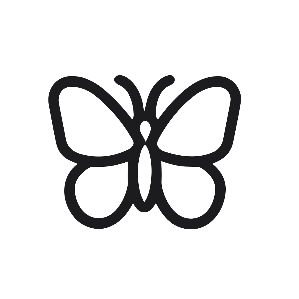 Simple Outline Black and White Butterfly Insect Wildlife Nature Icon