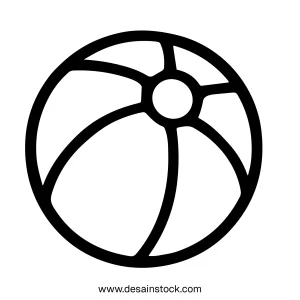 Simple Outline Handdrawn Beach Ball Toy Graphic Illustration
