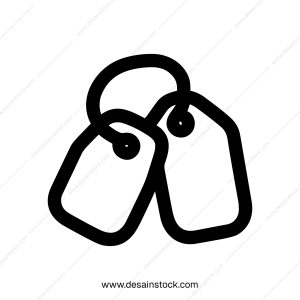 Minimalist Simple Outline Tags with Hole and Ring Shape Line Icon Element