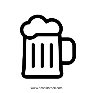 Simple Outline Beer Mug with Foam Drink Icon Design Element