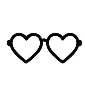 Simple Black and White Heart Shaped Glasses Fashion Accessory Icon