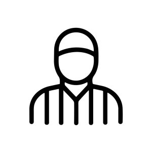 Minimalist Outline Referee Person Symbol With Striped Shirt Icon