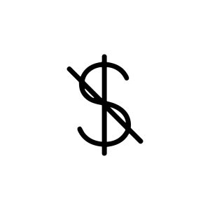 Simple Line Art Crossed Out Dollar Sign Finance Icon Design