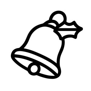 Simple Handdrawn Christmas Bell with Holly Decoration Line Art Icon
