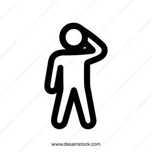 Simple Line Man Thinking or Remembering Something Shape Icon