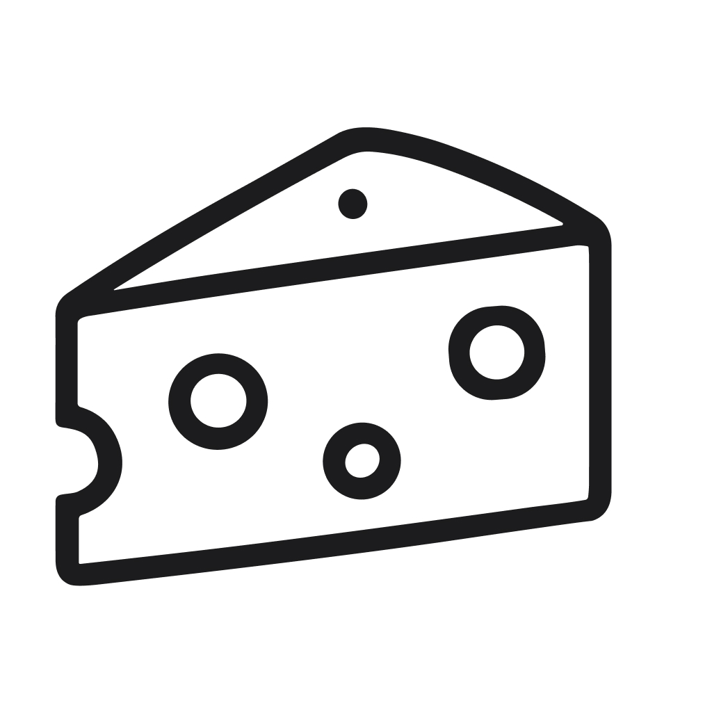 Minimalist Outline Slice of Cheese Delicious Dairy Product Food