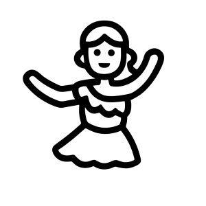 Black and White Outline Celebration Dancing Woman Lady Girl Illustration