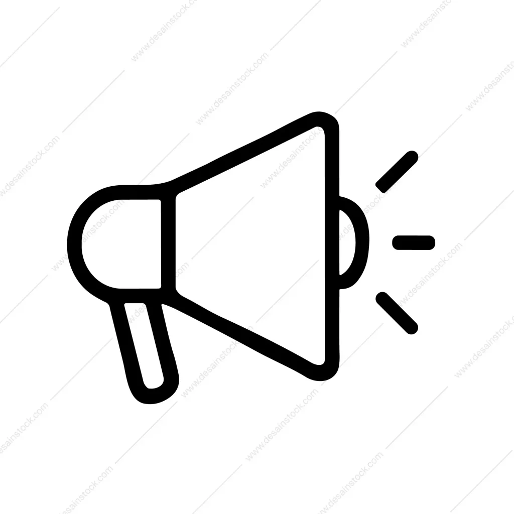 Simple Outline Loudspeaker Announcement Communication Alert Message Line Icon