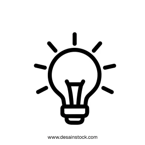 Line Art Glowing Lightbulb Energy Saving Idea Symbol Icon Element