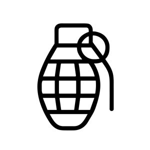 Minimalist Outline Style Grenade Weapon Explosive Line Art Illustration