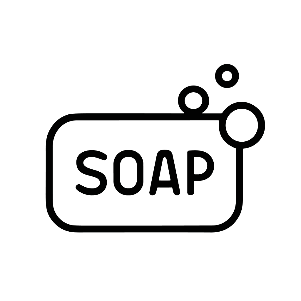 Minimalist Outline Soap Bar with Bubbles Hygiene and Cleanliness Icon