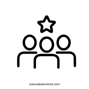 Line Style Group of People with Star Leadership Icon Symbol