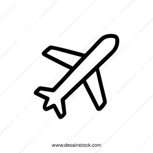 Simple Outline Airplane Shape Flying Transport Line Art Icon