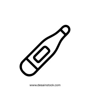 Simple Outline Thermometer Body Temperature Medical Tool Line Icon