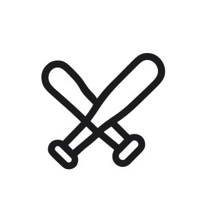 Handdrawn Simple Crossed Baseball Bat Sport Equipment Outline Icon