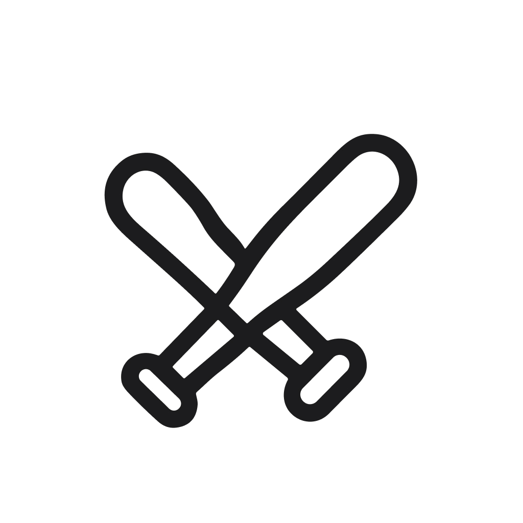 Handdrawn Simple Crossed Baseball Bat Sport Equipment Outline Icon