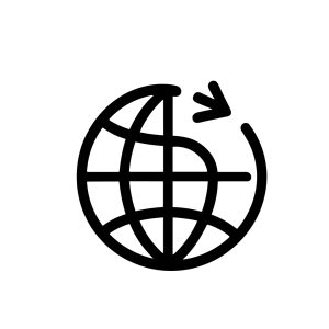 Simple Line Style Globe Arrow Rotation Navigation Interface Icon Symbol