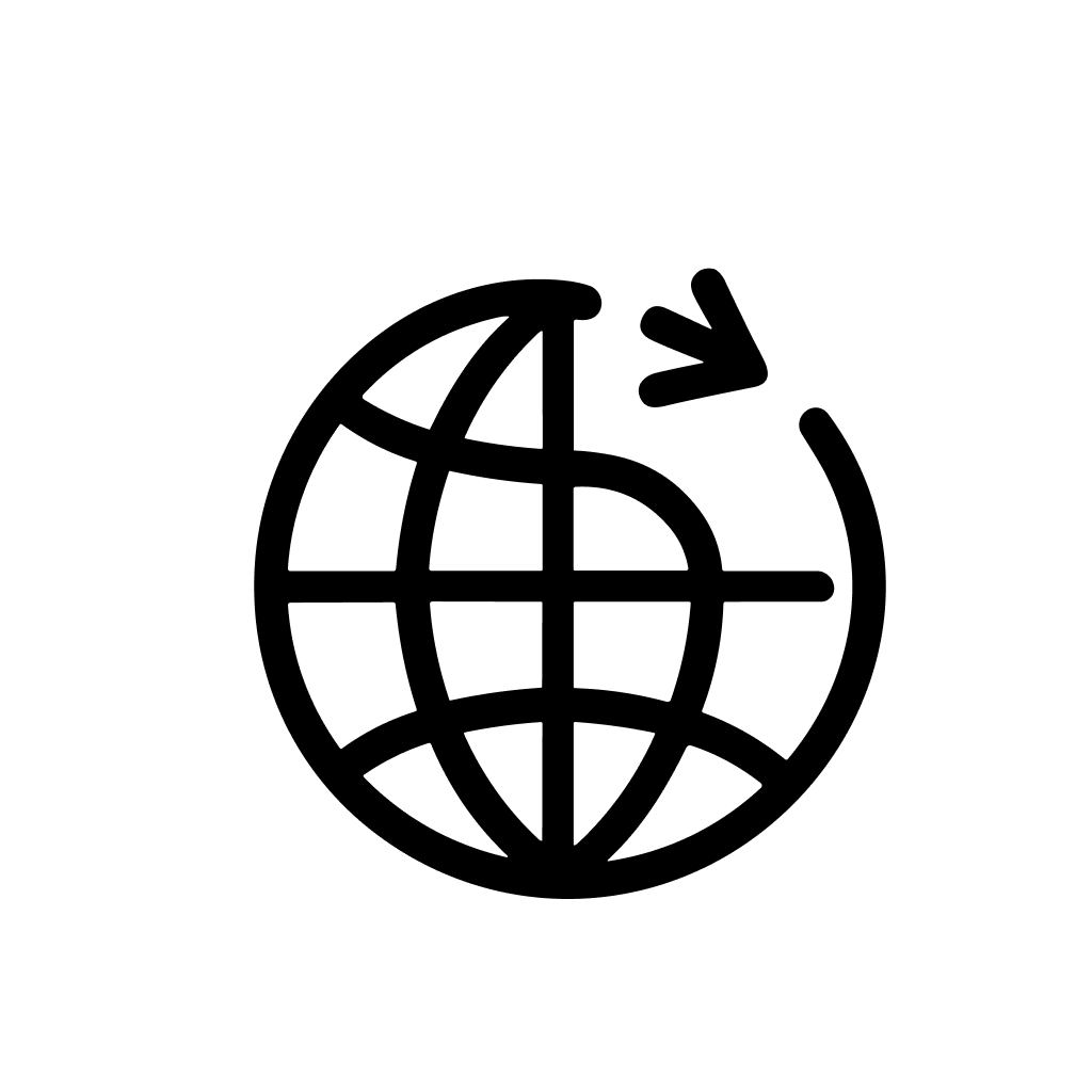 Simple Line Style Globe Arrow Rotation Navigation Interface Icon Symbol