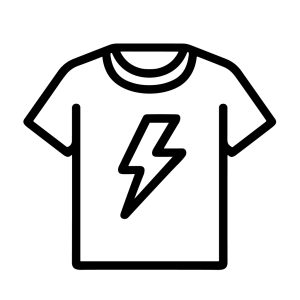 Minimalist Outline T-Shirt with Lightning Bolt Graphic Clothing Icon