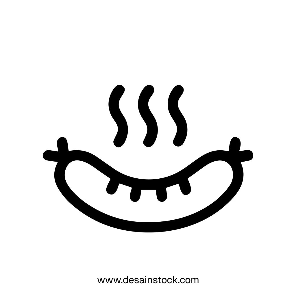 Simple Outline Handdrawn Delicious Sausage Cooked Food Meal Icon