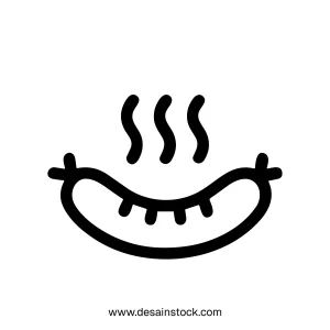 Simple Outline Handdrawn Delicious Sausage Cooked Food Meal Icon