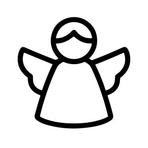 Simple Outline Cute Angel with Wings Religious Heavenly Icon Design